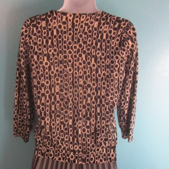 J Crew Womens Size M Button Front Wool Cardigan Black Chain Print Sweater 34" B - Picture 7 of 12